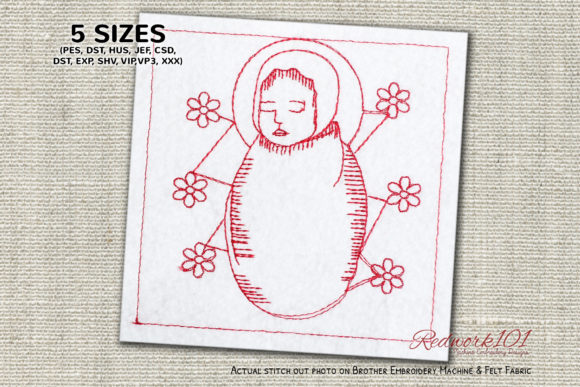 Baby Jesus Born Redwork Design Review