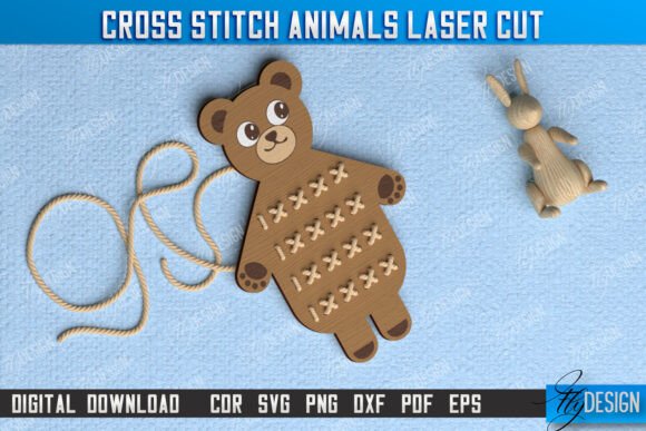 Cross Stitch Bear Montessori Lacing