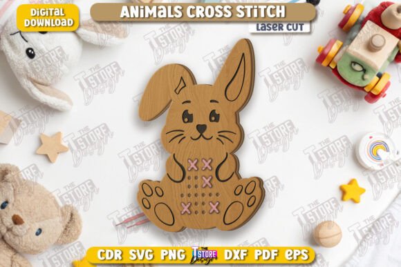 Cross Stitch Bunny Laser Cut CNC