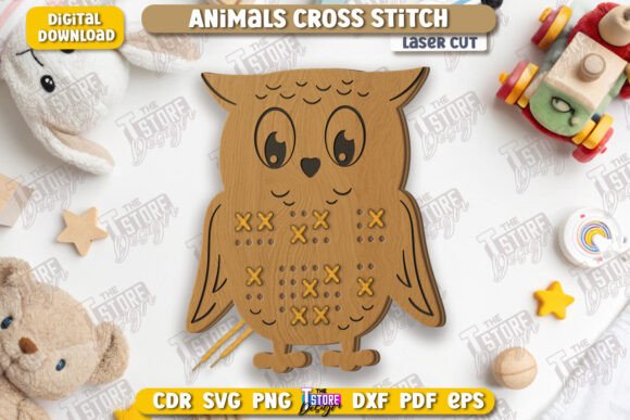Cross Stitch Owl Laser Cut Montessori