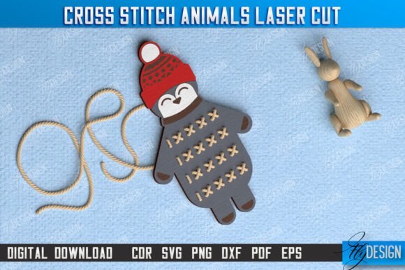 Cross Stitch Penguin Montessori Lacing