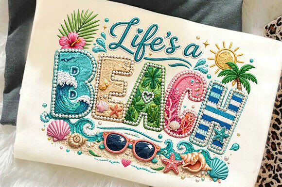 Fax Yarn Summer Beach Embroidery PNG Review