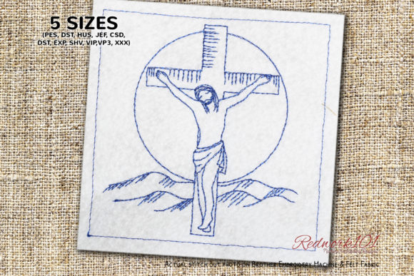 Jesus on Cross Redwork Design Review