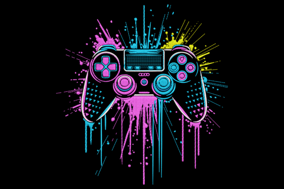 Neon Game Controller Embroidery Design Review