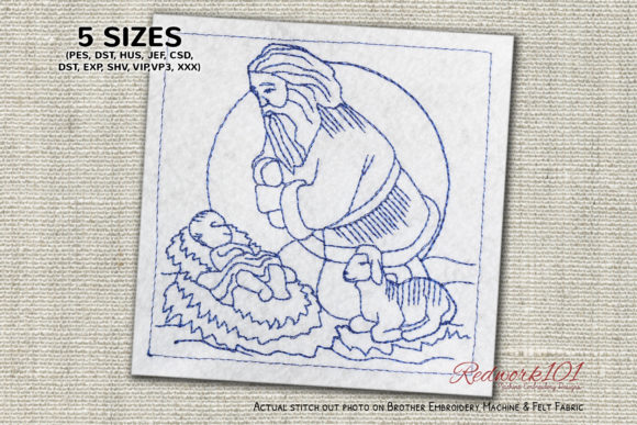 Santa with Baby Jesus Redwork Review